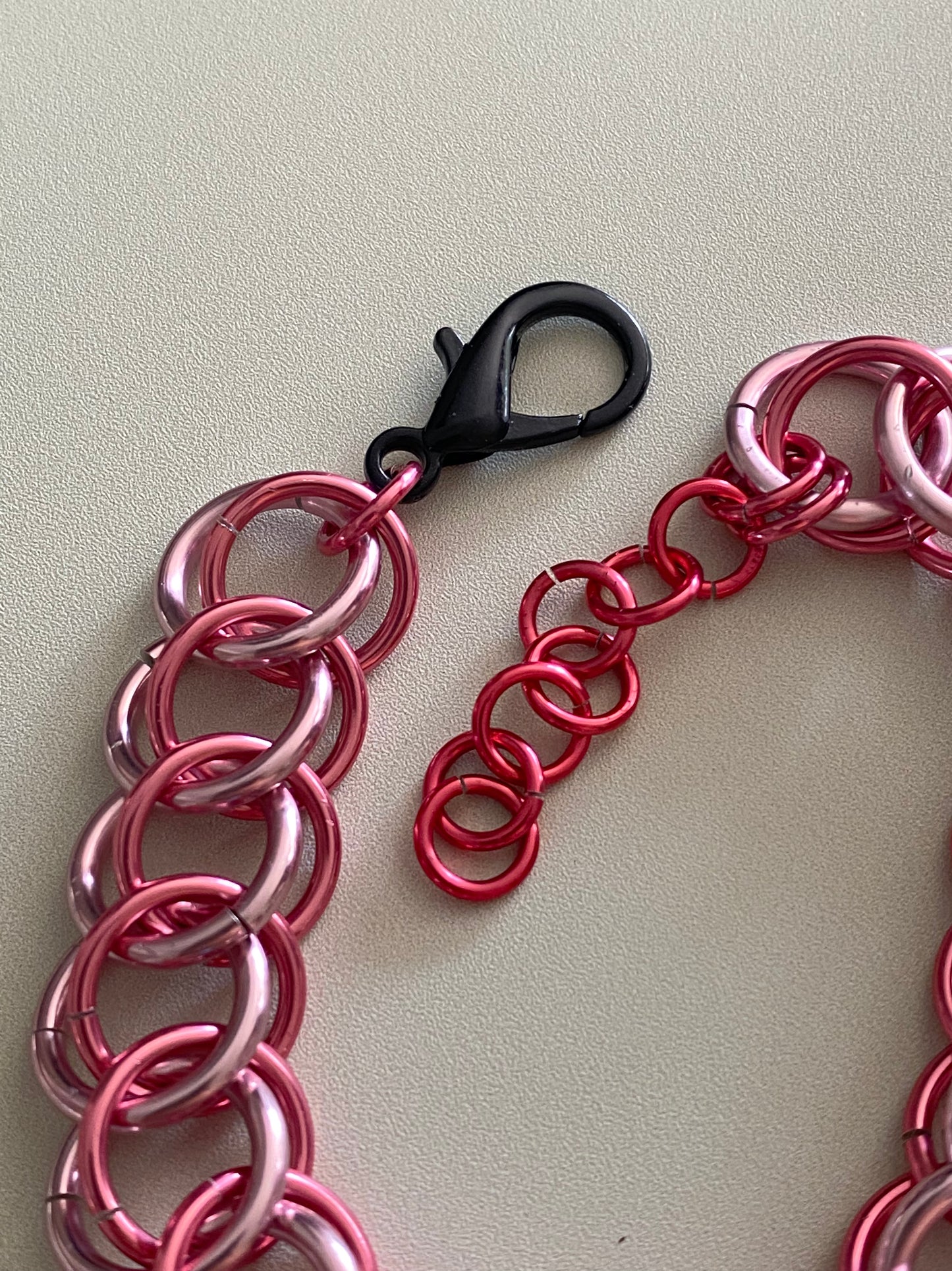 Double Weave Chainmail Bracelet in Pink