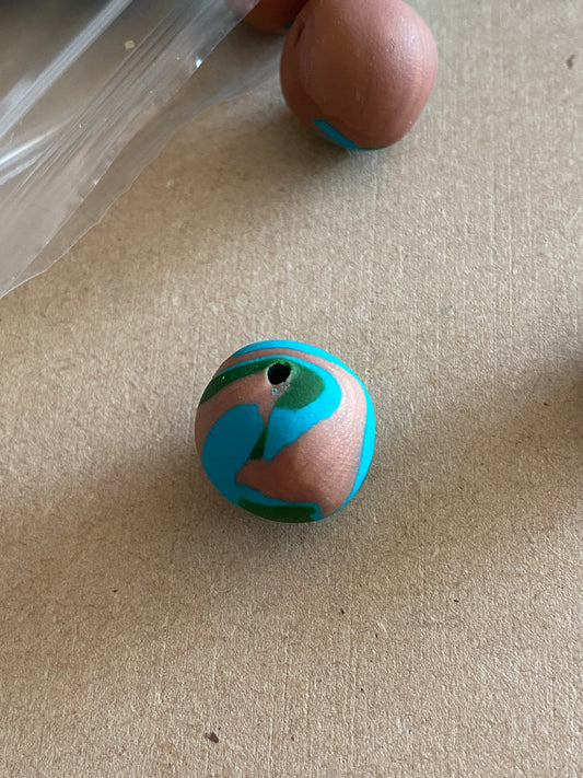 Copper Swirl Set of 12 Polymer Clay Beads