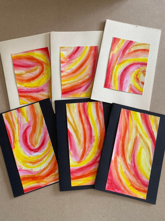 Fiery Abstract Watercolour Design Greeting Card Single